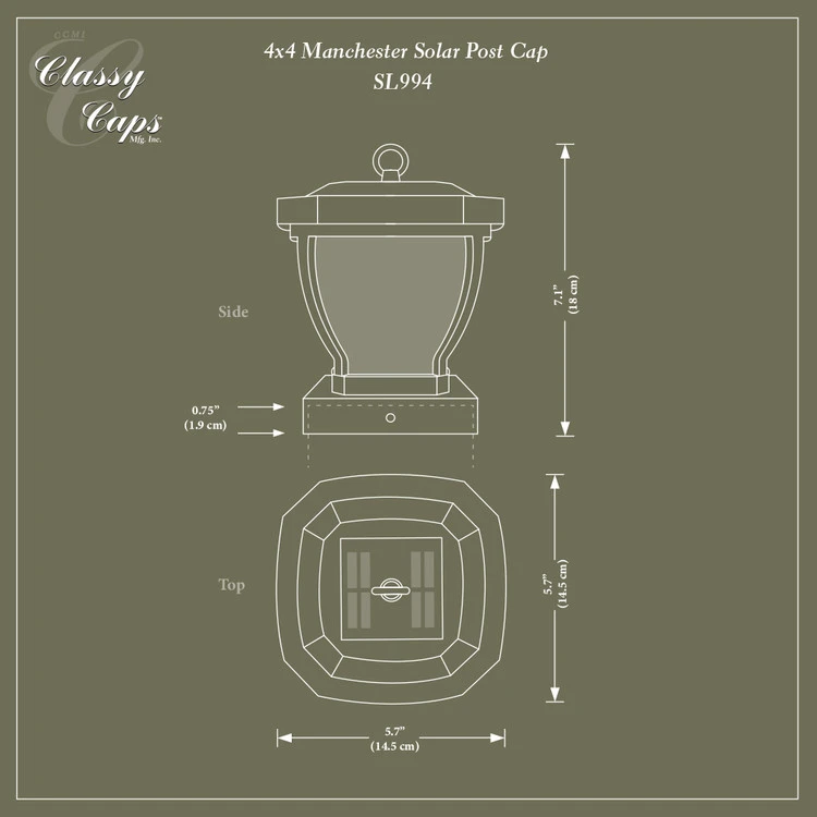 Classy Caps Manchester Solar Post Cap - Dark Bronze - 4 X 4 6 Classy Caps Manchester Solar Post Cap - Dark Bronze - 4 X 4 - Image 4
