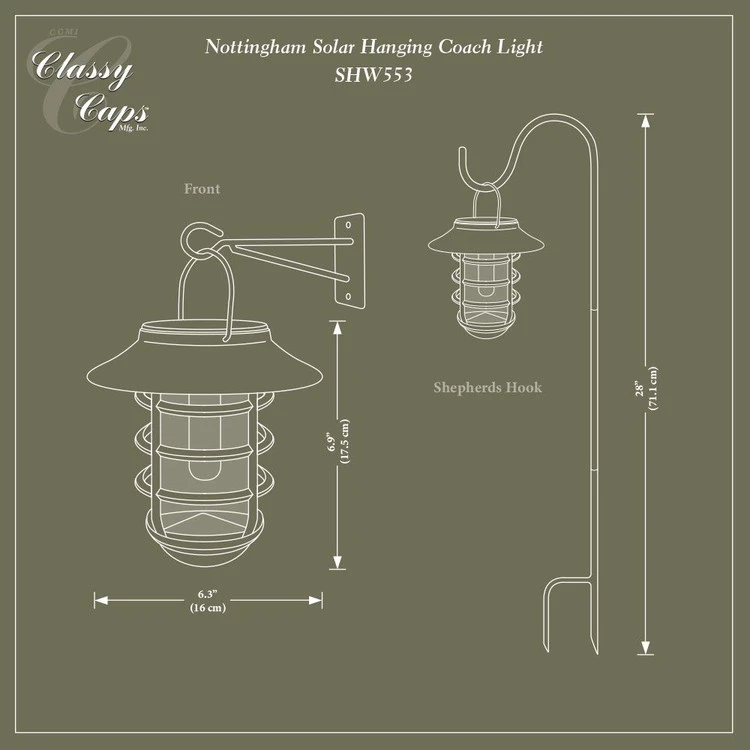 Classy Caps Nottingham Solar Hanging Coach Light - Black 8 Classy Caps Nottingham Solar Hanging Coach Light - Black - Image 6