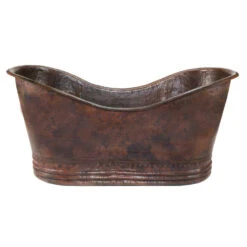 Premier Copper Products 67" Hammered Copper Double Slipper Bathtub