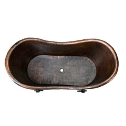 Premier Copper Products 67" Hammered Copper Double Slipper Bathtub With Rings -ANTONY SHOP Sales COPBTDR67DB main 30