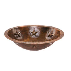 Premier Copper Products Oval Star Under Counter Hammered Copper Bathroom Sink
