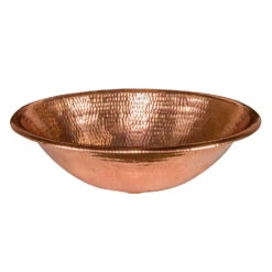 Premier Copper Products 19" Oval Self Rimming Hammered Copper Bathroom Sink In Polished Copper