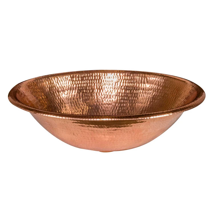 Premier Copper Products 19" Oval Self Rimming Hammered Copper Bathroom Sink In Polished Copper 3 Premier Copper Products 19" Oval Self Rimming Hammered Copper Bathroom Sink In Polished Copper