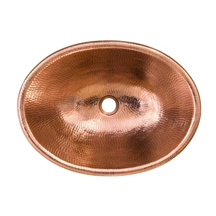 Premier Copper Products 19" Oval Self Rimming Hammered Copper Bathroom Sink In Polished Copper 4 Premier Copper Products 19" Oval Self Rimming Hammered Copper Bathroom Sink In Polished Copper - Image 2