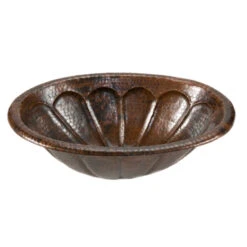 Premier Copper Products Oval Sunburst Self Rimming Hammered Copper Sink