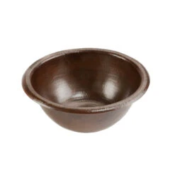 Premier Copper Products Small Round Self Rimming Hammered Copper Sink - 14"x14"x6"