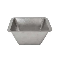 Premier Copper Products 15" Square Under Counter Copper Bathroom Sink - Electroless Nickel