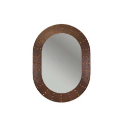 Premier Copper Products 35" Hand Hammered Oval Copper Mirror With Hand Forged Rivets