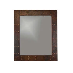Premier Copper Products 36" Hand Hammered Rectangle Copper Mirror With Hand Forged Rivets