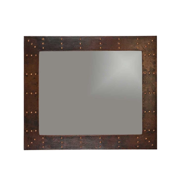 Premier Copper Products 36" Hand Hammered Rectangle Copper Mirror With Hand Forged Rivets 4 Premier Copper Products 36" Hand Hammered Rectangle Copper Mirror With Hand Forged Rivets - Image 2