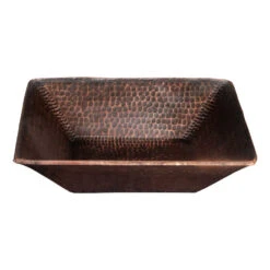 Premier Copper Products 14" Square Hand Forged Old World Copper Vessel Sink