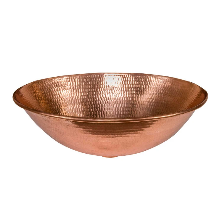 Premier Copper Products 17" Oval Wired Rim Vessel Hammered Copper Sink In Polished Copper 3 Premier Copper Products 17" Oval Wired Rim Vessel Hammered Copper Sink In Polished Copper