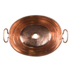 Premier Copper Products Oval Bucket Vessel Hammered Copper Sink With Handles In Polished Copper -ANTONY SHOP Sales COPVOB16PC SinkOnly 40