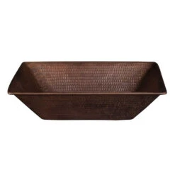 Premier Copper Products 17" Rectangle Wired Rim Vessel Hammered Copper Sink