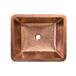 Premier Copper Products 19" Rectangle Skirted Vessel Hammered Copper Sink In Polished Copper -ANTONY SHOP Sales COPVREC19SKPC SinkOnly 40