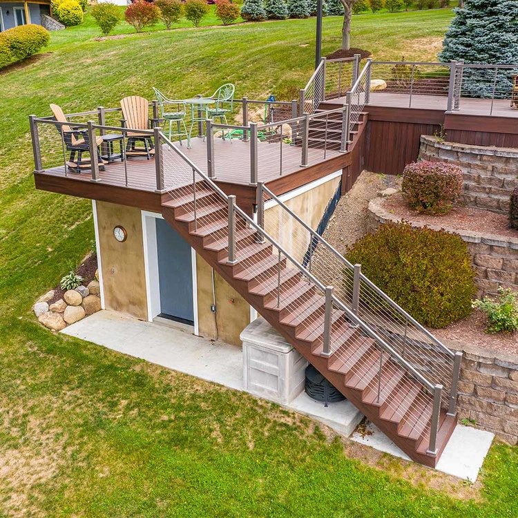 Key-Link Stair Post For Horizontal Cable Railing - 3.25" X 40" 3 Key-Link Stair Post For Horizontal Cable Railing - 3.25" X 40"